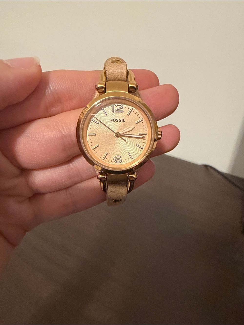 Fossil Rose Gold Tone Leather Strap Watch